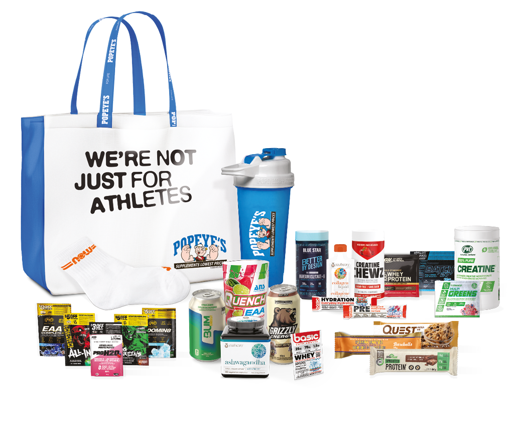 A variety of athletic products are displayed on a white background. AI generated content