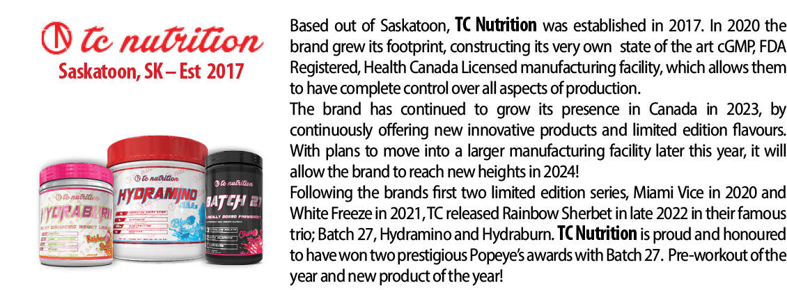 Based out of Saskatoon, TC Nutrition was established in 2017. In 2020 the brand grew its footprint, constructing its ...