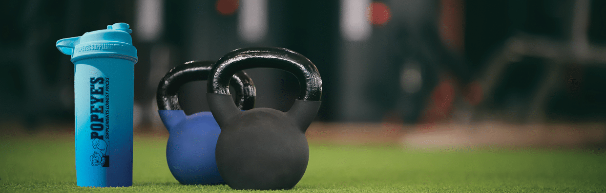 colorful kettle bells in the gym