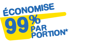 99%,par portion*, conomis